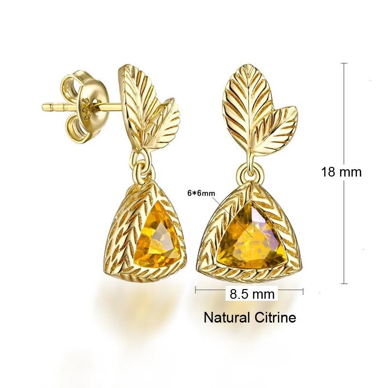 Женские серебряные сережки BSL ювелирное изделие из натурального цитрина