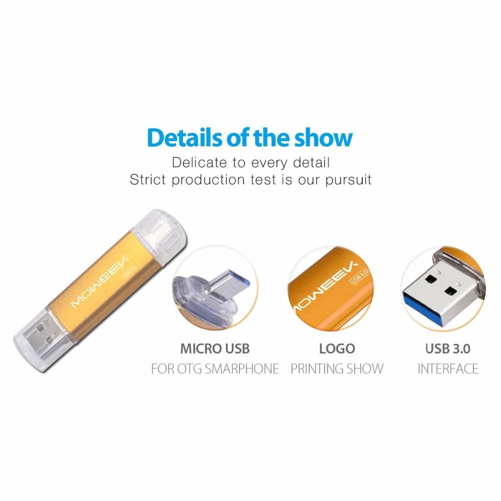 Moweek usb флэш накопитель 2017 новые модные металла USB Stick 128 ГБ OTG 3.0 Высокая скорость 64 г