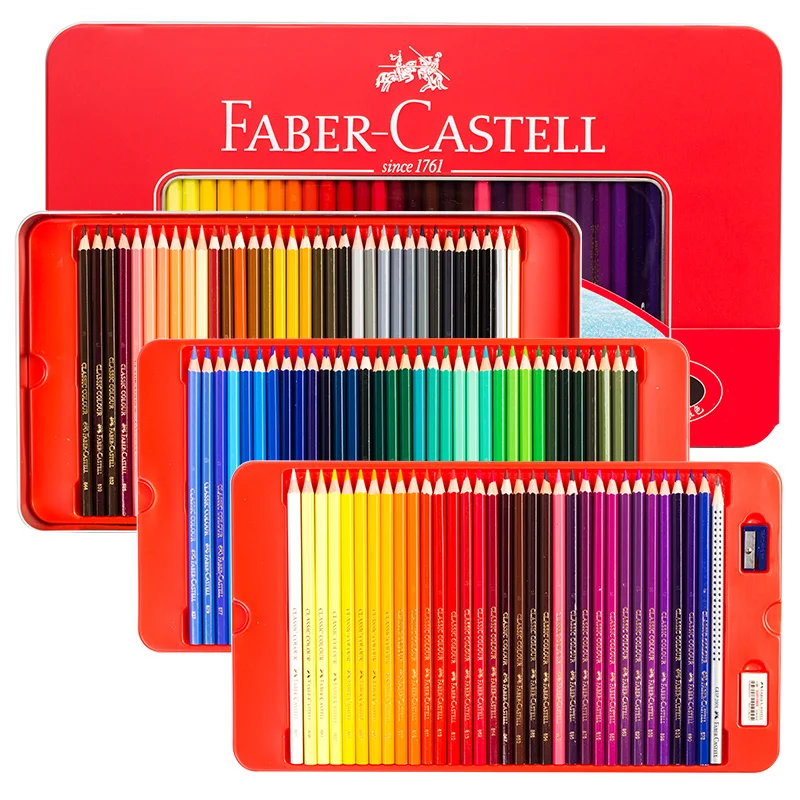 FABER CASTELL classic oily color pencil 100 color red  tin box color pencil drawing pen Castle