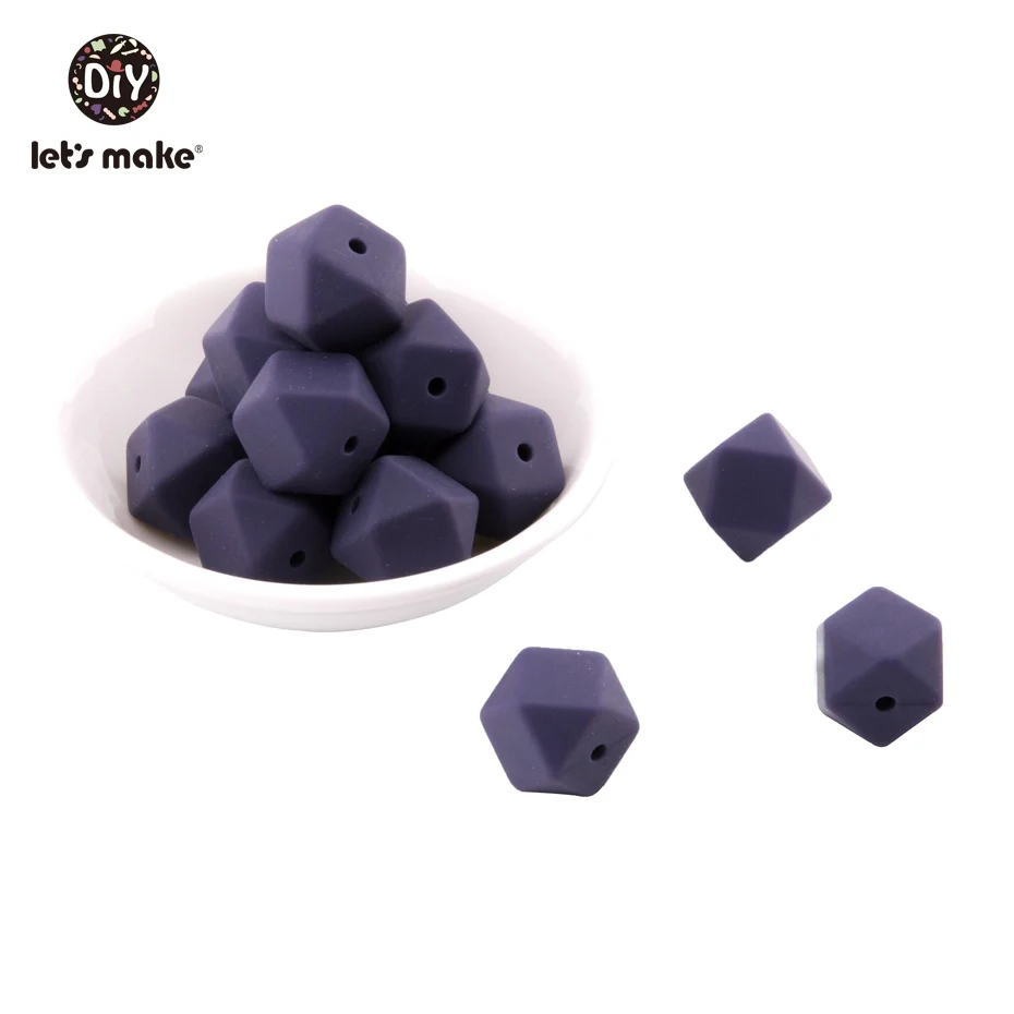 10 Let'S Make 20Pc 14Mm Hexagon Silicone Teether Beads Baby Tiny Rod Multifaced Baby Teething Toy Beaded Silicon Baby Teether Toy - Цвет: 10