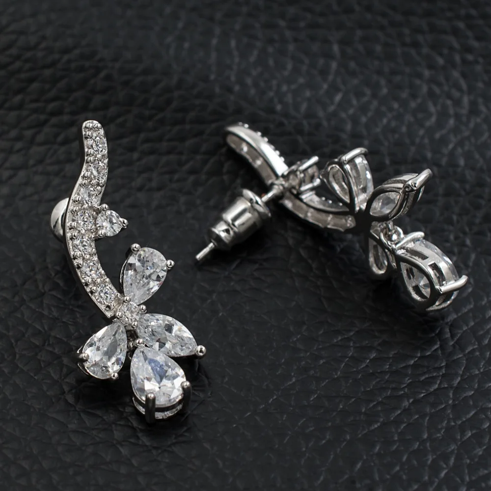 Новинка 2017 Полный AAA Фианит свадебные цветы ожерелье серьги набор высокое