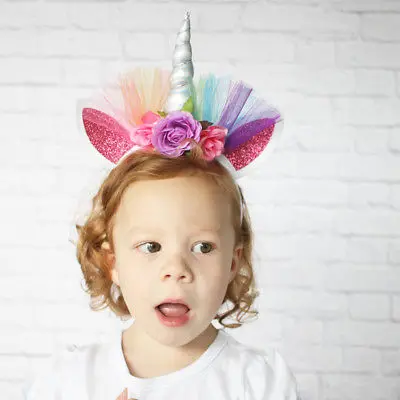 Красивый эластичный Цветочный кружевной головной убор Faroot в виде рога единорога