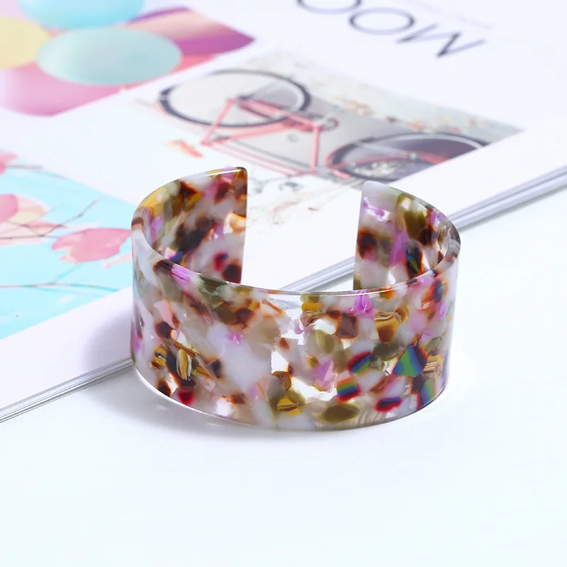New Trendy High Quality Opening Acrylic Resin Leopard Bracelet for Woman Men Retro Boho Style Colorful Female Jewelry | Украшения и
