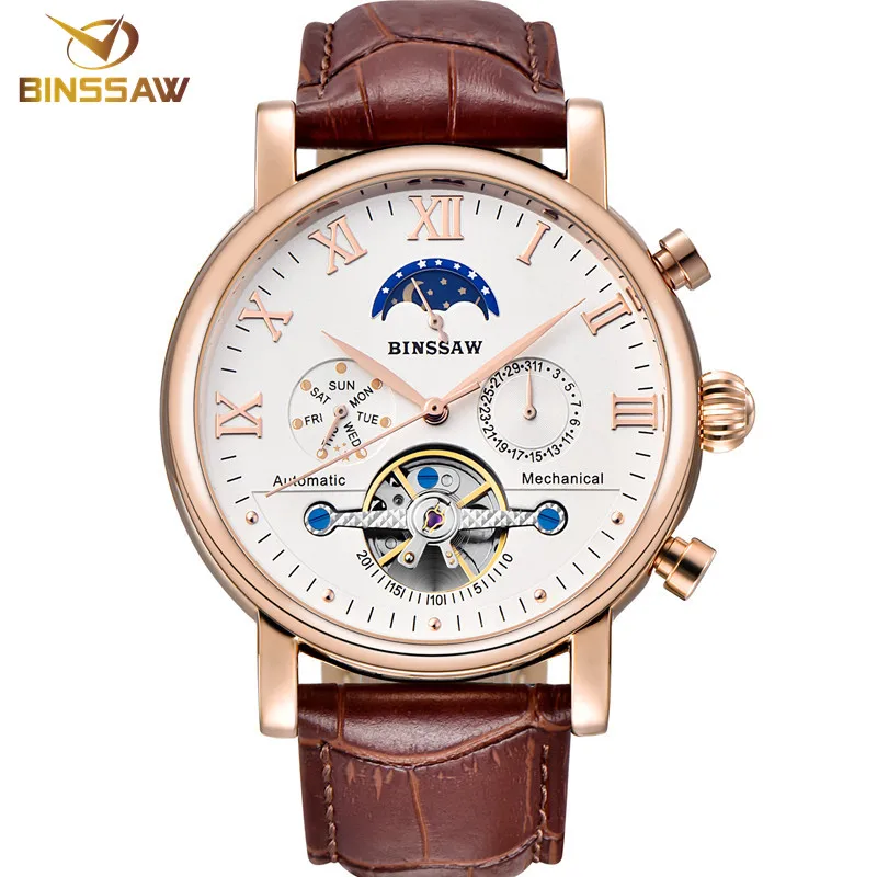Мужские автоматические механические часы Tourbillon модные и повседневные Роскошные