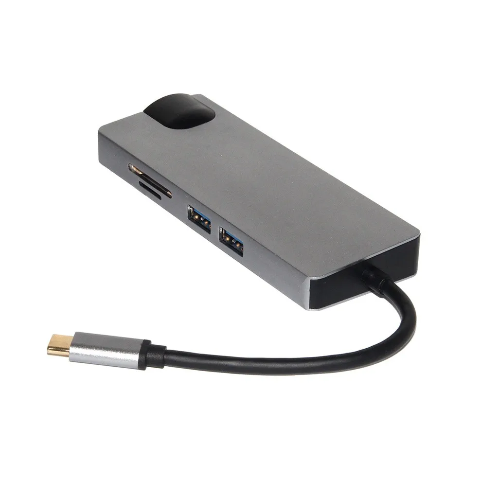 Адаптер Type C 8 в 1 с разъемом HDMI 4K RJ45 2 USB3.0 расширенная док станция PD для зарядки OTG