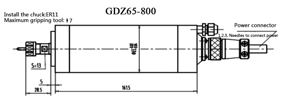 Aubalasti GDZ-65-800A шпинделя с водяным охлаждением 800 Вт мотор шпинделя 65X195 мм диаметр 65 мм высокоскоростной шпиндель для станков с ЧПУ