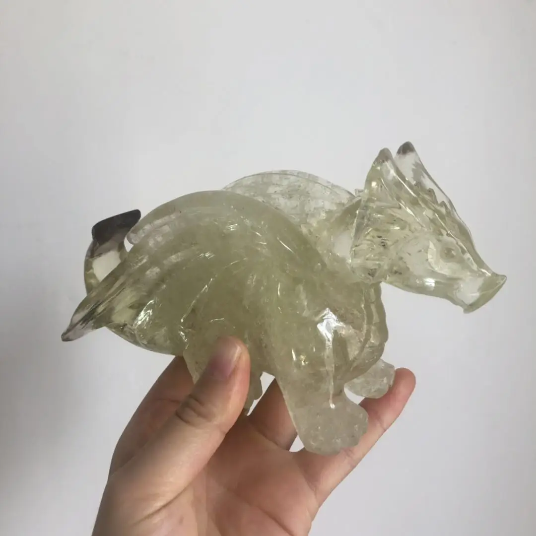 Citrine Горячая Распродажа Резные натуральный кварц камень Дракон ремесло исцеление для подарка украшения дома DD - Цвет: Citrine