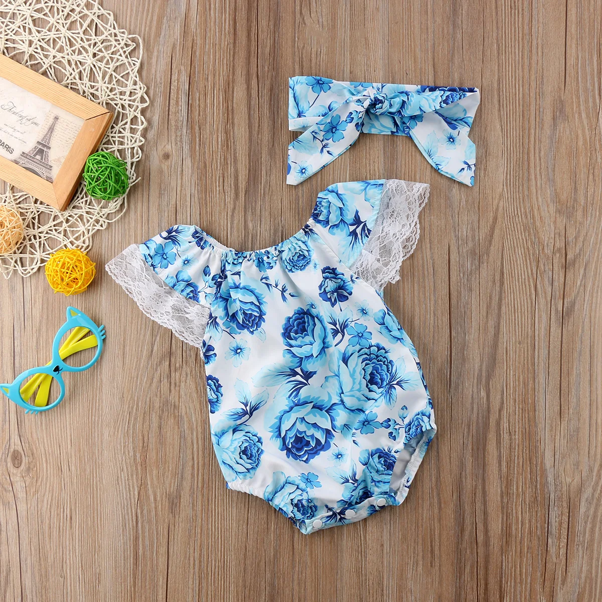 Комплект одежды из 2 предметов для новорожденных девочек летняя кружевная одежда