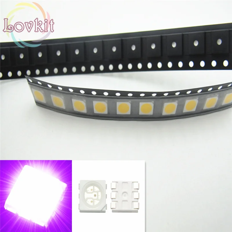 1000 шт. PLCC 6 5050 фиолетовый/УФ светодиодный SMD выделять свет излучающие диоды для