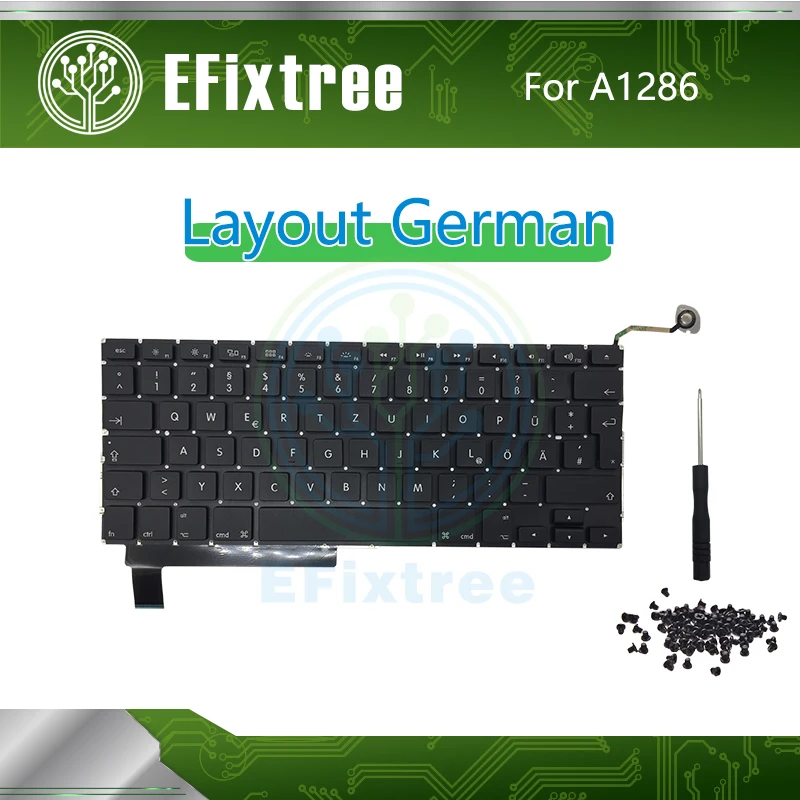

New Laptop A1286 Keyboard Layout German For Macbook Pro 15'' A1286 Keyboard+Backlight Backlit+Screws 2009-2012 Year