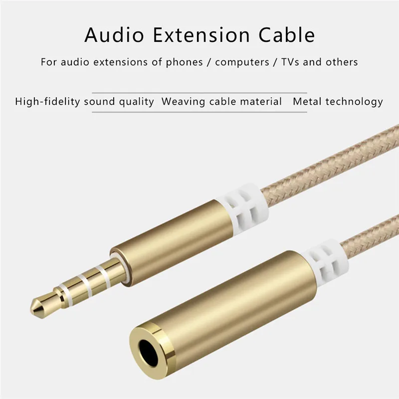 Earphone Extension Cord 4 Sections 3.5MM 100cm Male To Female Audio Cable Braided Wire Phone Aux for Computer|earphone extension cord|audio