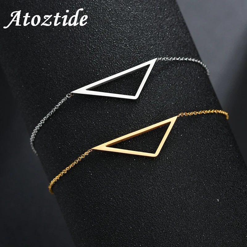 Atoztide простые треугольные браслеты из нержавеющей стали для женщин Золотой