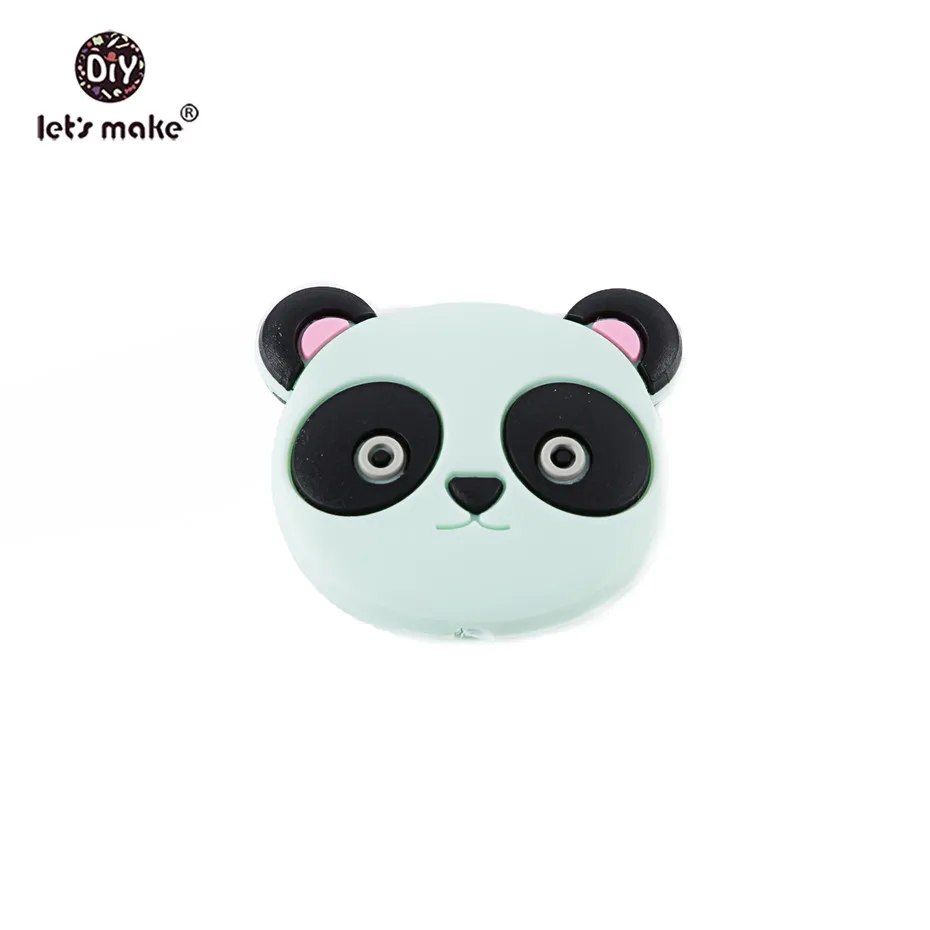 mint Let's Make DIY ювелирные изделия, силиконовые бусины в виде панды, 20 шт., силиконовые крошечные стержни, прорезыватели для зубов, силиконовая соска, клипсы, цепочка, изготовление бусин, детский Прорезыватель - Цвет: mint