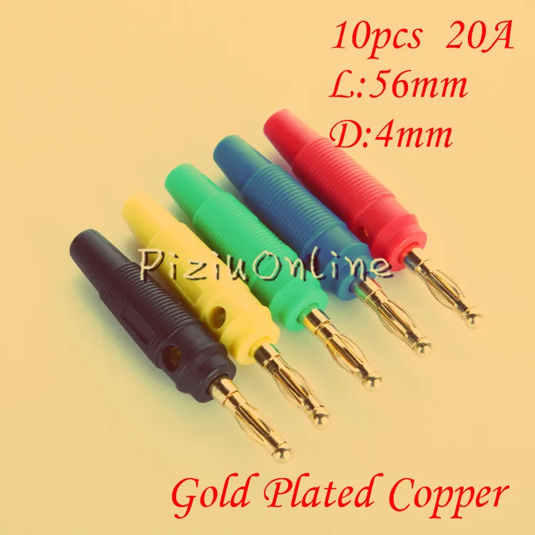 

10PCS/LOT YT190 4mm Gold Plated Screwed Banana Plug Audio Speaker Amplifier The stereo plug Screw Fix Free shipping