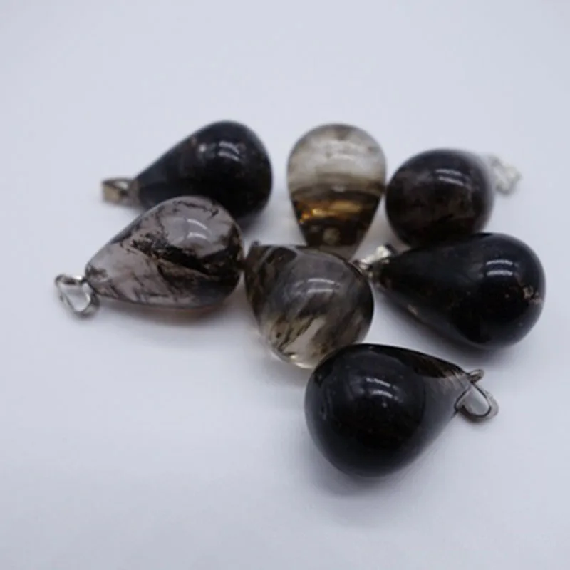Good Quality Natural Stone Gray Crystal suspension Water Drop charms Pendants Necklaces Charms Jewelry 50pcs Free Shipping | Украшения и