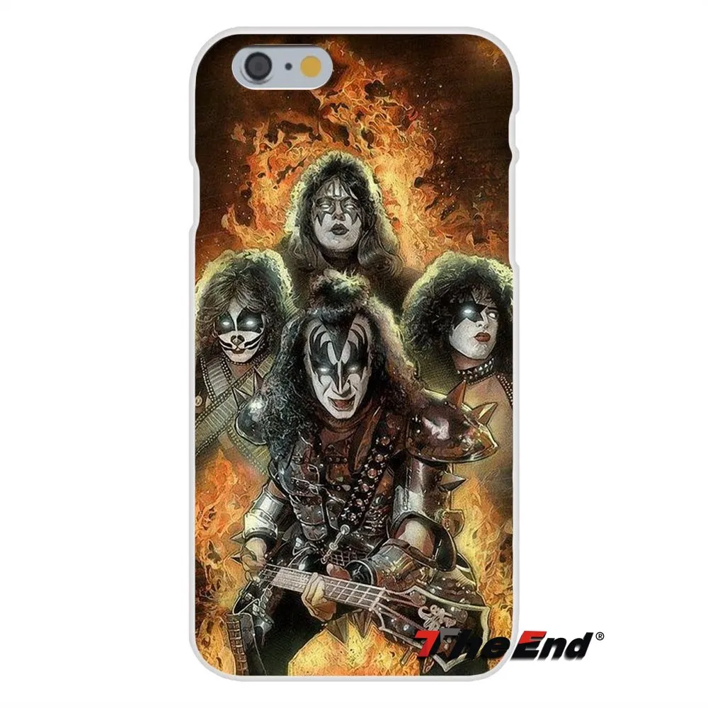 Силиконовый мягкий чехол с принтом рок-группы США KISS для iPhone X 4 4S 5 5S 5C SE 6 6S 7 8 Plus Galaxy