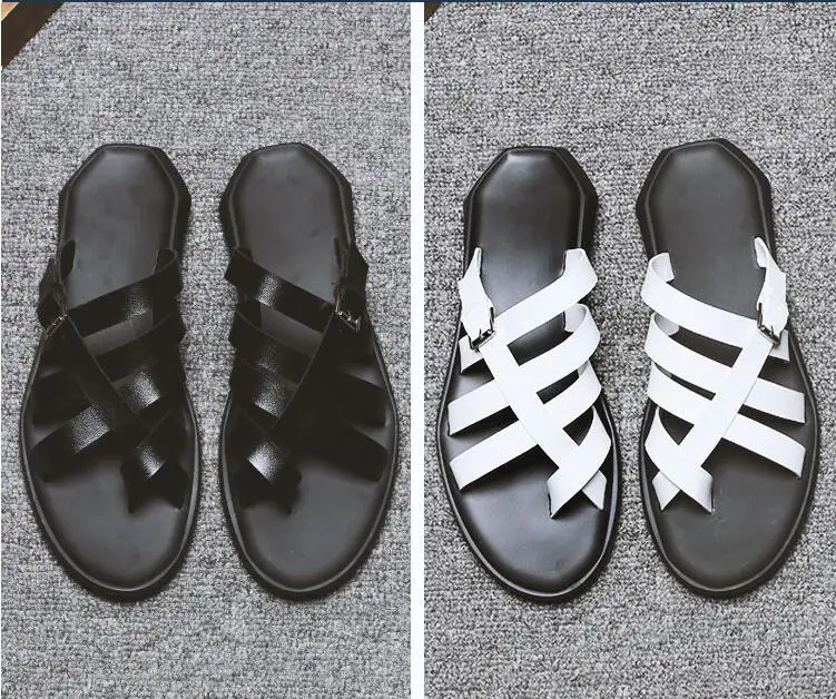 Мужские шлепанцы без застежки Летние вьетнамки с перекрестной шнуровкой и