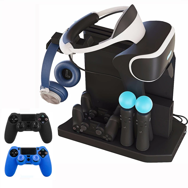 PSVR PS4 Pro Slim зарядки стойка-витрина для демонстрации для PS4 Playstation VR 4 вертикальная подставка, вентилятор, охладитель, контроллер Зарядное устройство концентратора