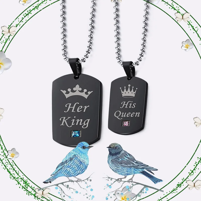 Ожерелье для влюбленных с короной Креативный дизайн ее король его королева
