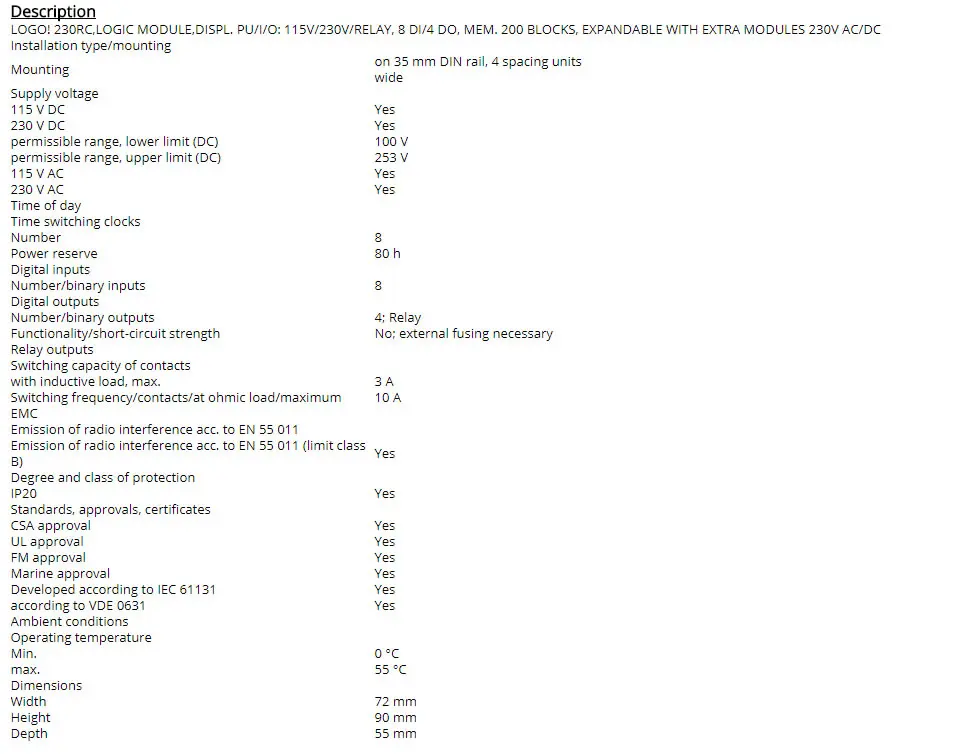 6ED1052-1FB00-0BA6 логотип simatic! 230RC, 8DI/4DO 115 V/230 V/реле 200 блоков PLC логический модуль контроллера