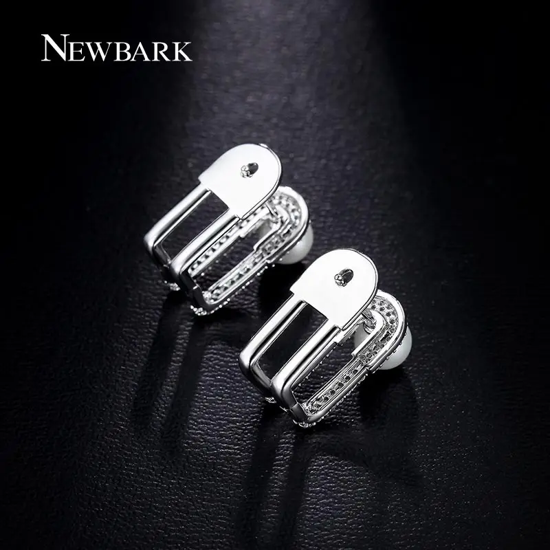 Newbark Новый Скрепка Дизайн имитация жемчуга Серьги гвоздики Одежда высшего