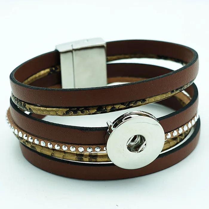 Новый модный красочный кожаный многослойный браслет SE0124 застежка на запястье