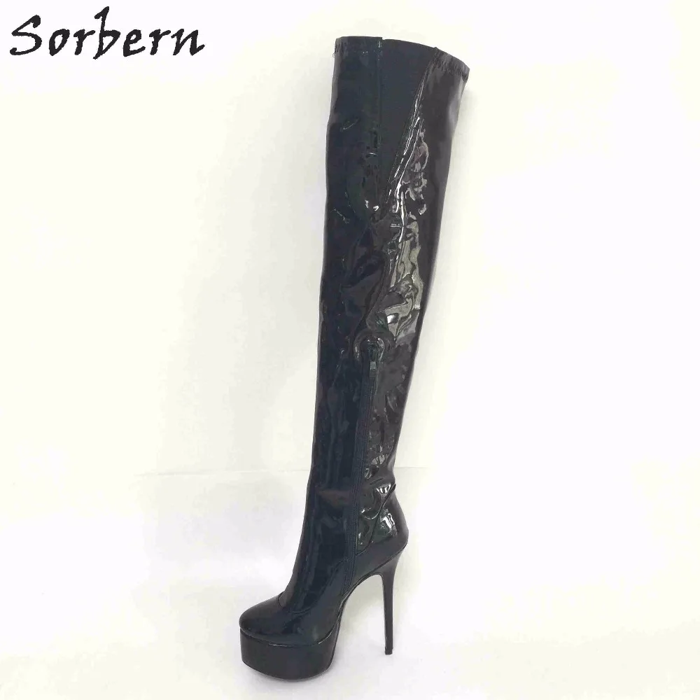 Женские сапоги до колена Sorbern на платформе с острым носком молнии|shoes woman|knee bootsover