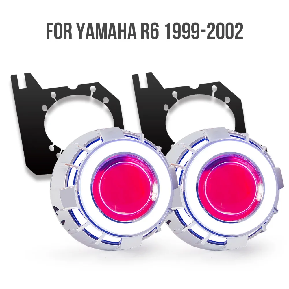 KT фара подходит для Yamaha YZF R6 1999 2002 LED Angel Eye Red Demon Мотоцикл HID Bi xenon объектив проектора