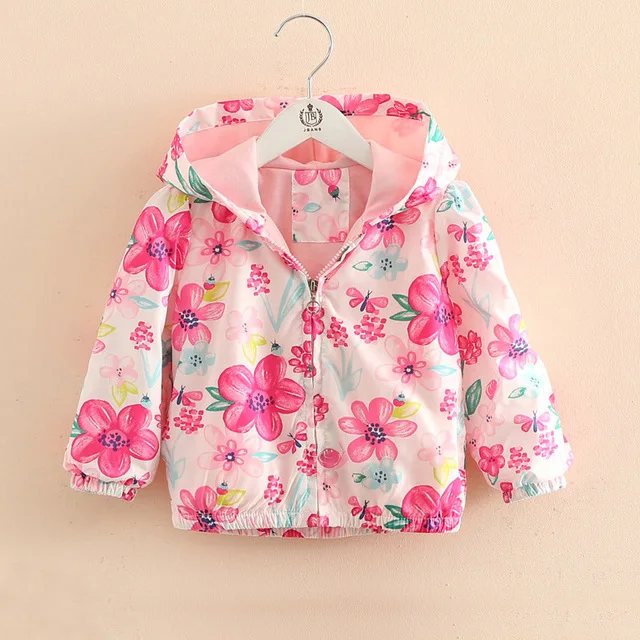 PINK Куртка с Минни для девочек; коллекция года; сезон весна-осень; Новинка; хлопковая ветровка с цветочной вышивкой для девочек; длинная теплая куртка с капюшоном и завязками - Цвет: PINK