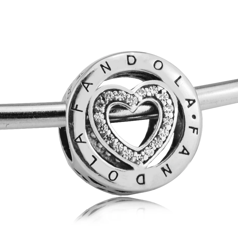 CKK DIY подходит для брендовых подвесок, браслетов, блестящие бусины в форме сердца с прозрачным цирконием 100% 925 пробы-серебряные ювелирные изделия, бесплатная доставка