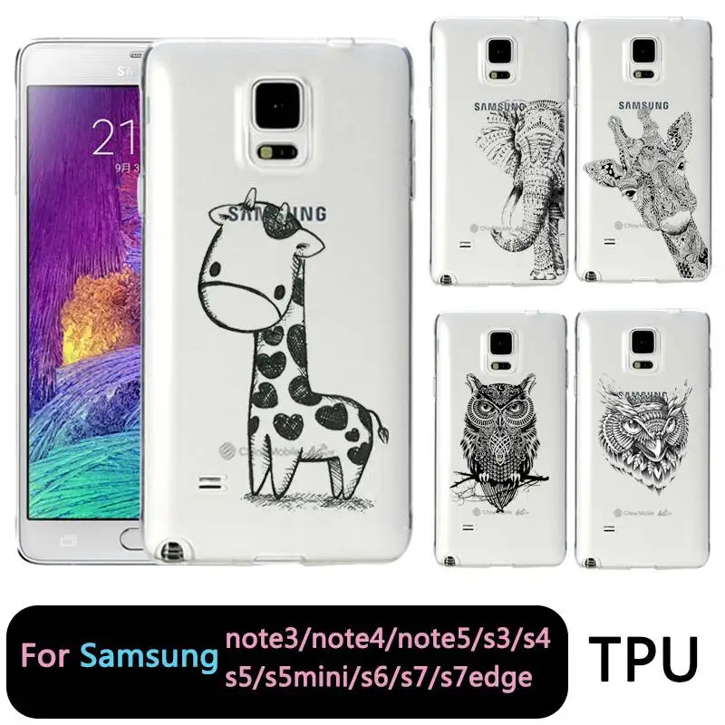 Qmswei ТПУ мягкий чехол для телефона samsung S8 s6 s7 edge s4 s5 s3 C5 C9 note3 note4 note5 ясно Олень Cat Орел