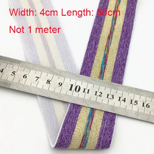 4cm purple gold 40 мм(1,5") 1 м золотая полоса высокие эластичные ленты канатная Резиновая лента линия спандекс лента для шитья кружевная отделка поясная лента аксессуары для одежды - Цвет: 4cm purple gold