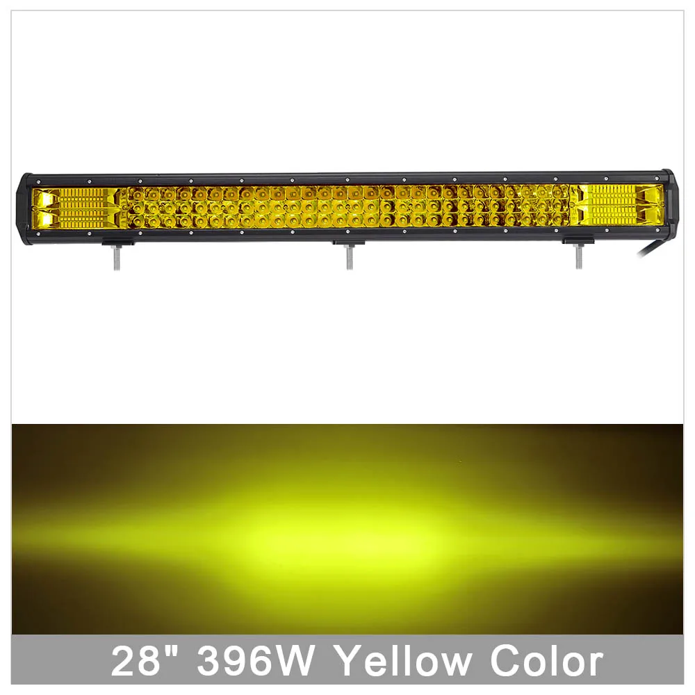 2" 26" 2" 32 дюйма 3 ряда 12 В 24 В светодиодный бар для лодочного грузовика 4WD ATV UTV SUV 4x4 внедорожный рабочий светильник комбинированный луч Янтарный светильник для вождения s - Цвет: 396W Yellow NK