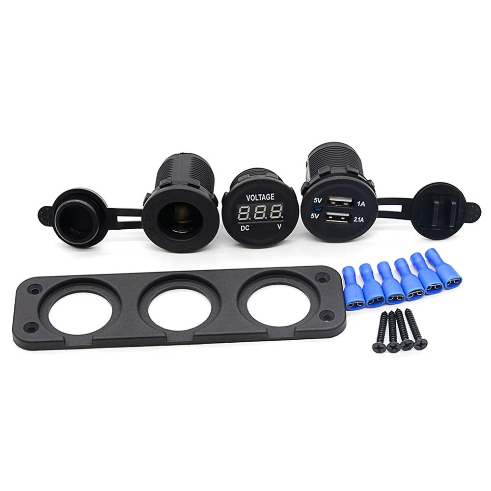 Цифровой вольтметр с двумя usb портами 12 В/24 В синий светодиодный дисплей разъем