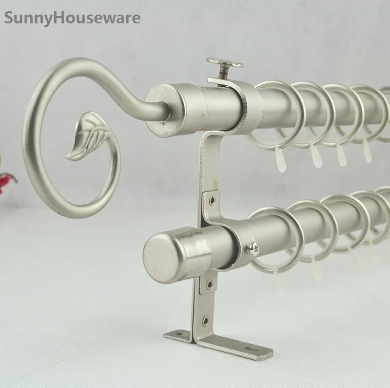 SunnyHouseware 22 мм серебро кованые 2*100 см Железный двойной карниз с хвостом для гостиной