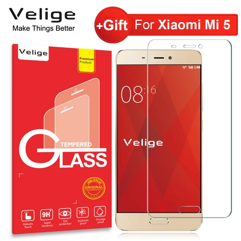 Закаленное стекло Velige для Xiaomi Mi 5 Xiomi Mi5 защита экрана 0 3 мм 2.5D ультратонкая