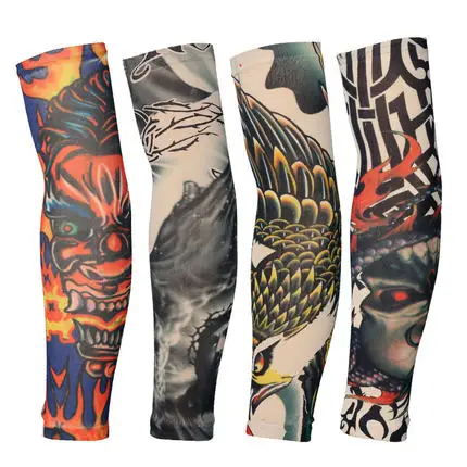 Kopen Unisex 500Pcs Verstelbare Valse Tattoo Elastische Nep Zon Arm Tattoo Mouwen Outdoor Manchet Naadloze Body Tattoo Kousen