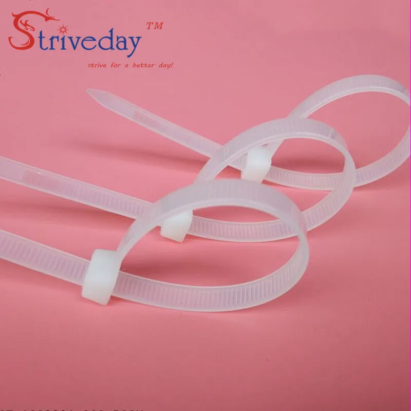 100 шт./лот белые черные 4*200 мм нейлоновые кабельные стяжки высокого качества