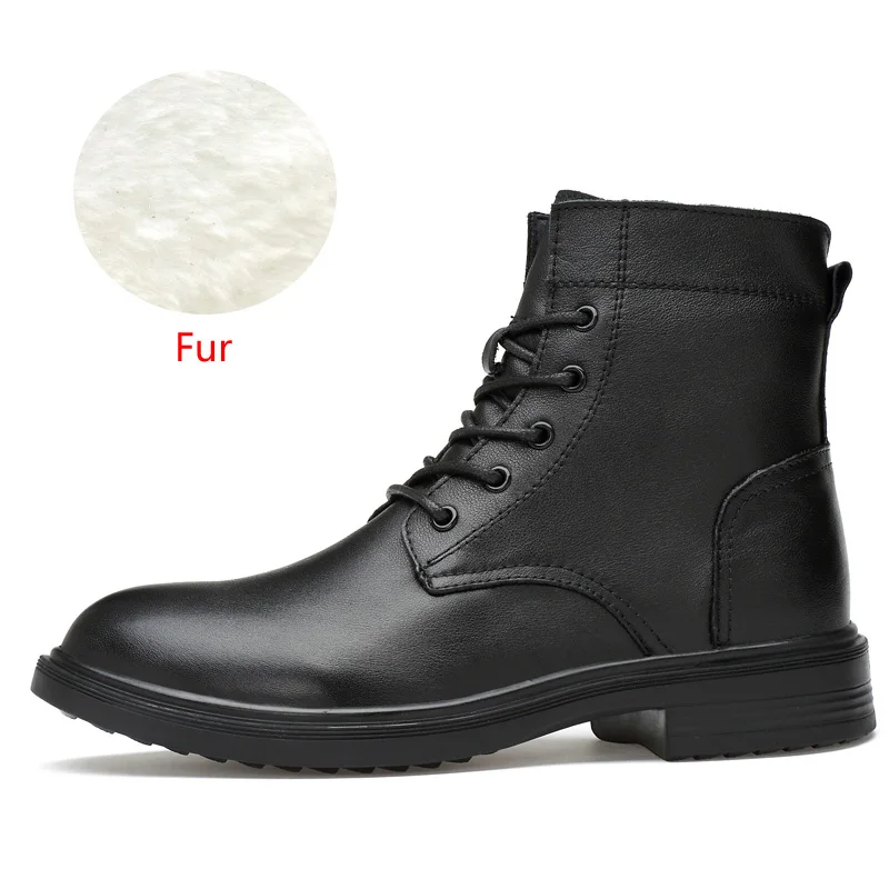Black Fur ZIMNIE/; зимние водонепроницаемые мужские ботинки на меху; очень теплые мужские повседневные женские ботинки до середины икры; кроссовки унисекс - Цвет: Black Fur
