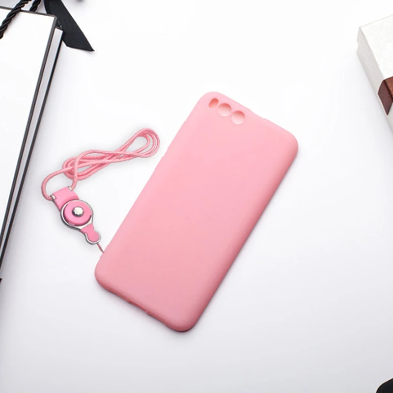 HOPELF Fitted Case for Xiaomi Mi6 Silicone Cute Pink Black Lanyard Coque Cover Mi 6 |