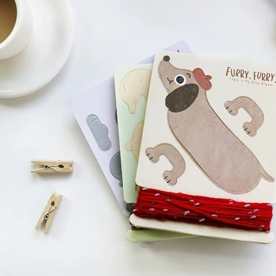 Волосатые мультфильм животных стерео открытка со шпилькой креативный ручная