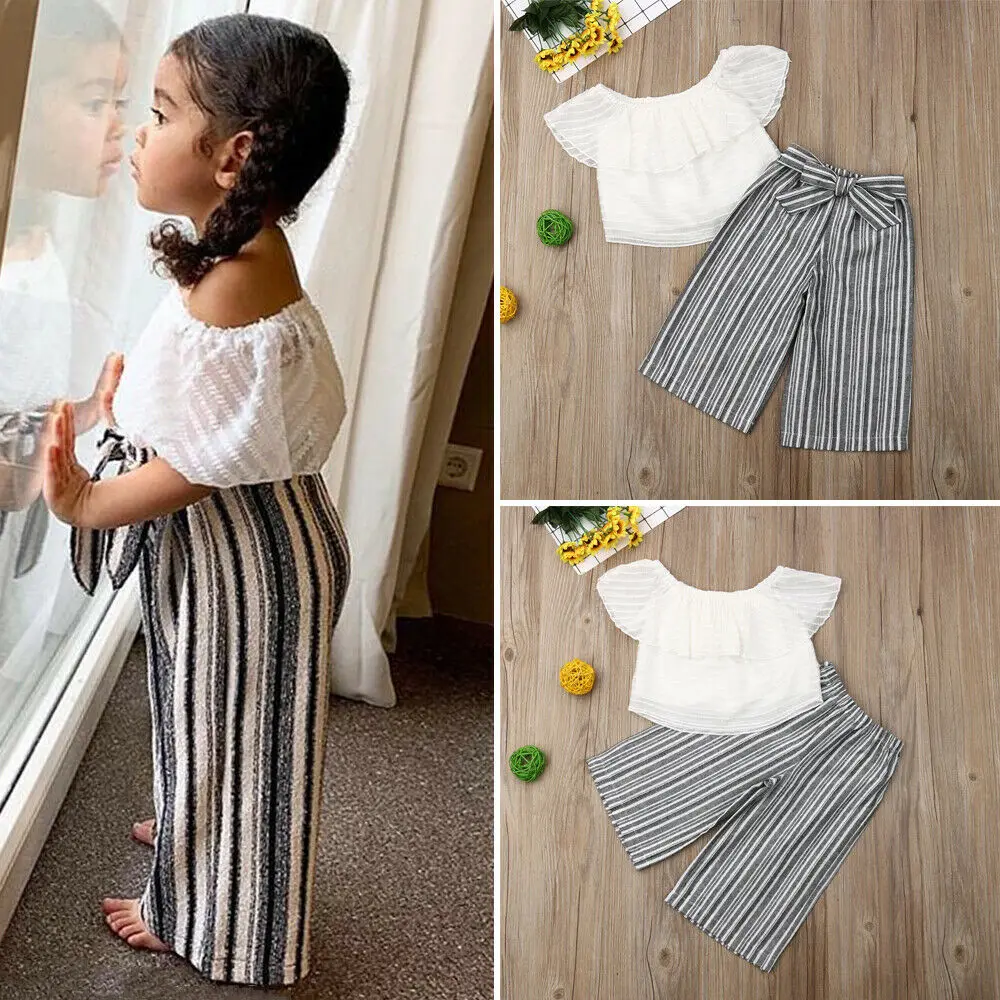 Комплект детской повседневной одежды из 2 предметов длинные полосатые штаны для