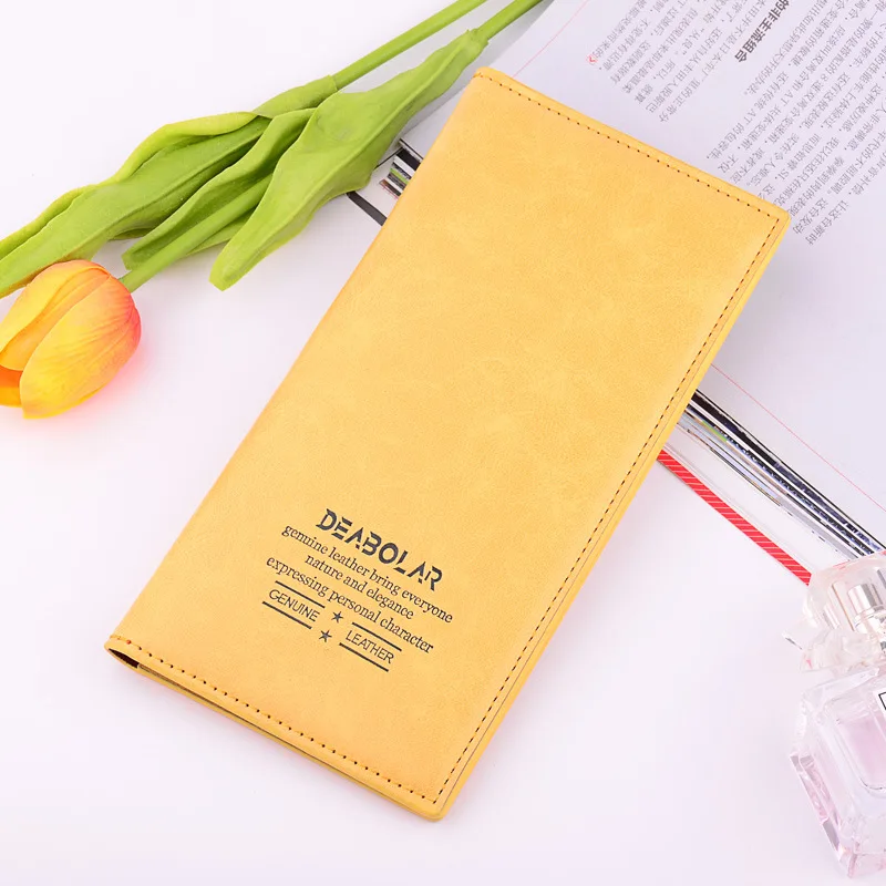 yellow Модный женский длинный кошелек, ультратонкий, кожзам, женский клатч, с отделением для карт, многофункциональный, много цветов, женские кошельки - Цвет: yellow