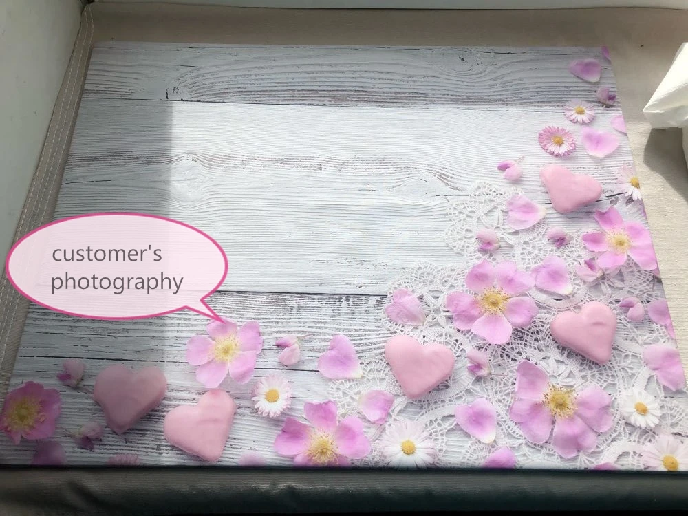 Фоны Laeacco для фотосъемки с изображением деревянной доски сердец цветов домашних