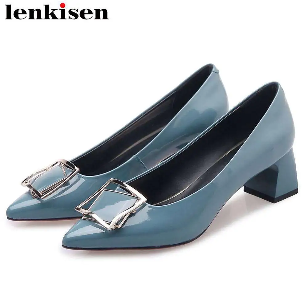 Lenkisen офисные женские туфли из натуральной кожи на среднем каблуке с острым