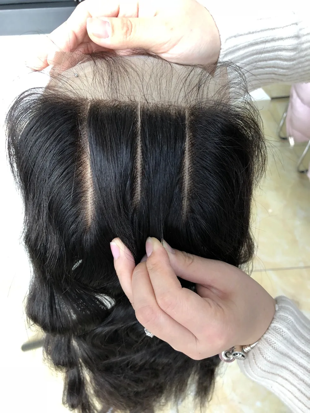 QueenKing волос бразильский закрытия шнурка волна Волосы remy " х 5" 3 Way Часть 10-18 дюйм(ов) закрытие человеческие волосы натуральный Цвет