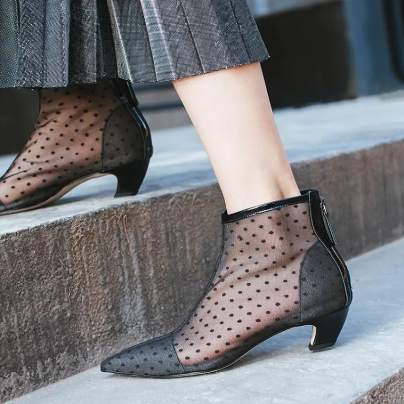 Teahoo/Роскошная Брендовая обувь на каблуке 4 см Женские осенние ботильоны с острым
