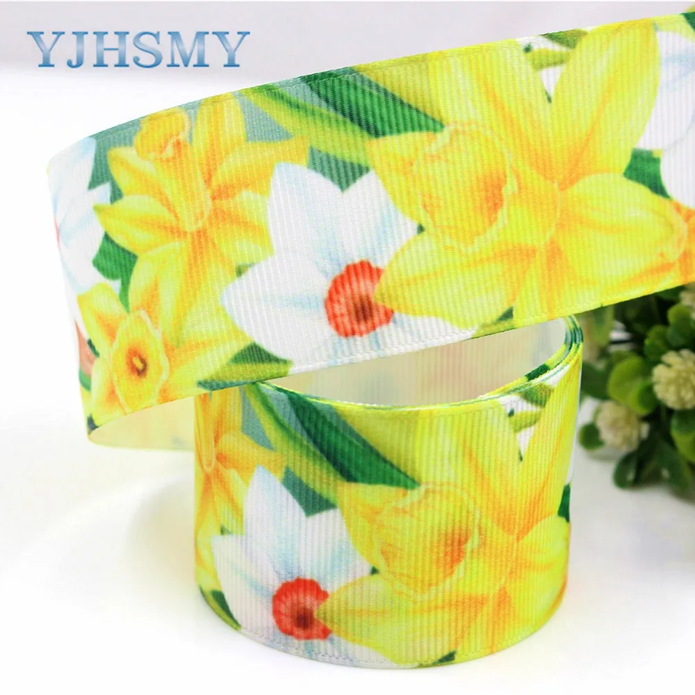 YJHSMY C-18317-51 38 мм 5 ярдов весенние цветочные печатные корсажные ленты DIY аксессуары