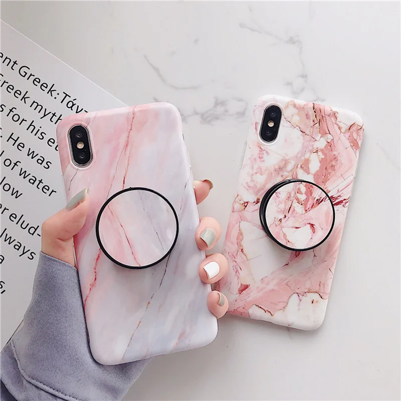 Чехол с мраморным кронштейном для iphone 7 чехол из мягкого ТПУ задняя крышка 6 6S 8 Plus X