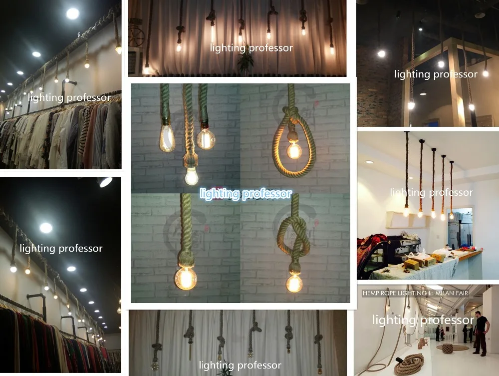 Креативный индивидуальный подвесной светильник из пеньковой веревки винтажная